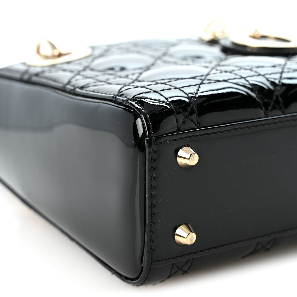 Patent Cannage Mini Lady Dior Black