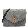 Denim Y Quilted Monogram Toy Loulou Crossbody Bag Grey