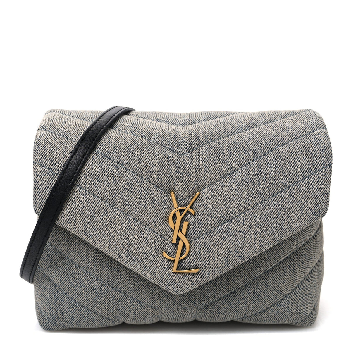 Denim Y Quilted Monogram Toy Loulou Crossbody Bag Grey