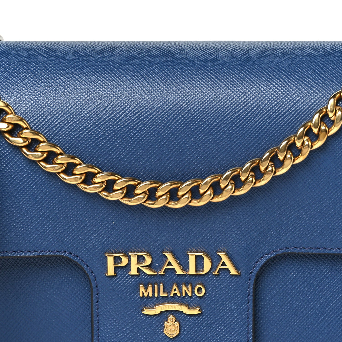 Saffiano Flap Shoulder Bag Bluette