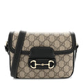 GG Supreme Monogram Horsebit 1955 Soft Small Shoulder Bag Beige Black