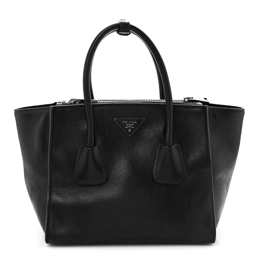 Glace Calf Twin Pocket Tote Black