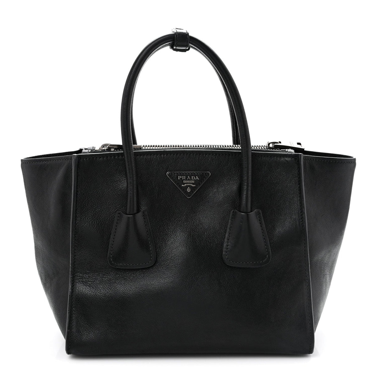 Glace Calf Twin Pocket Tote Black