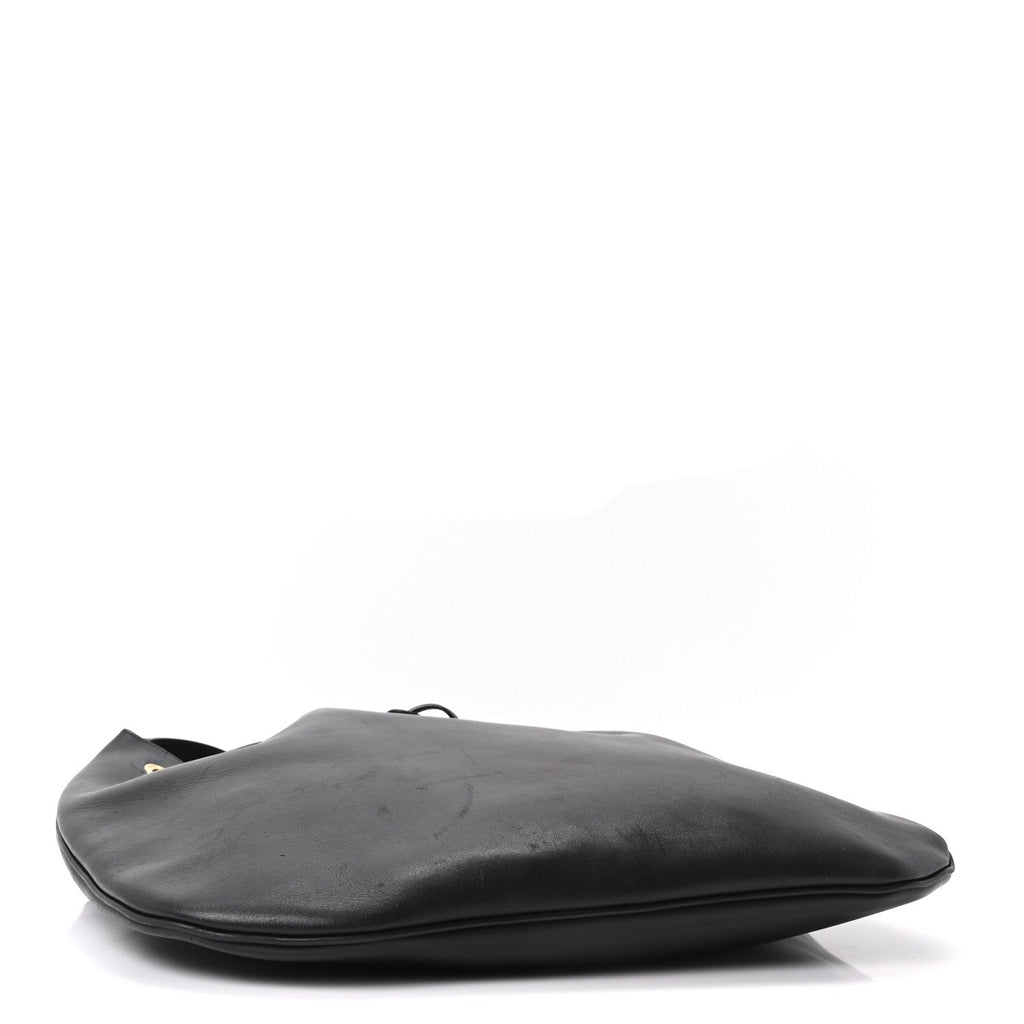Smooth Calfskin Paris VII Large Flat Hobo Black