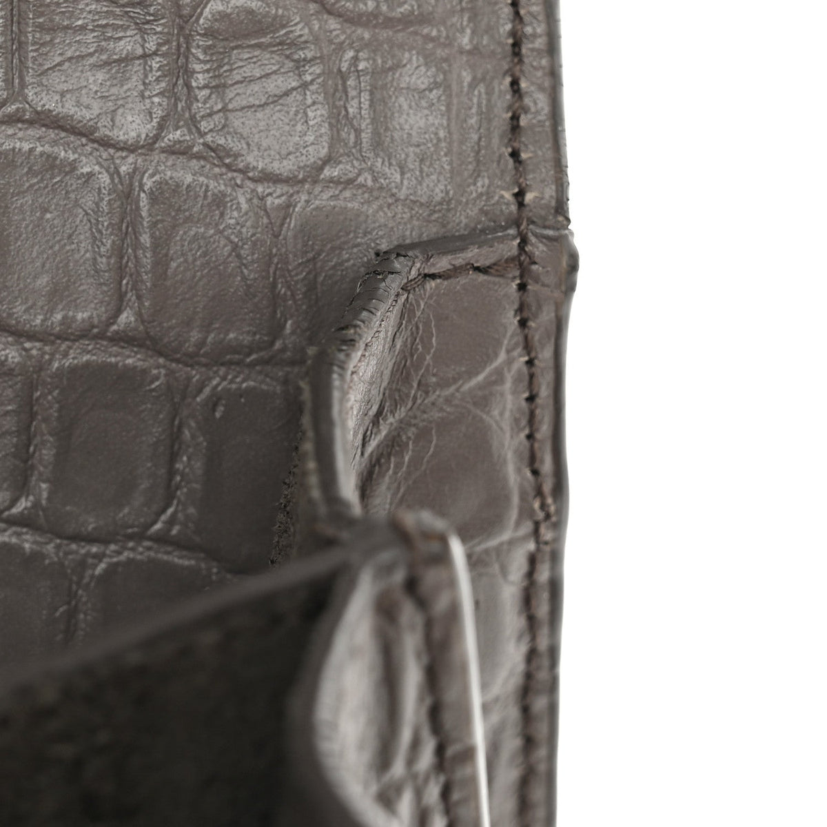Calfskin Crocodile Embossed Medium Monogram Sunset Fog