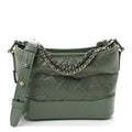 Aged Calfskin Quilted Small Gabrielle Hobo Dark Green