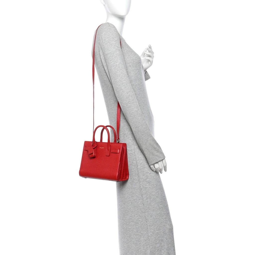 Grained Calfskin Nano Sac De Jour Lipstick Red