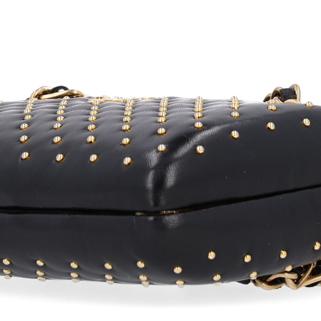 Nappa Studded Chain Clutch Black