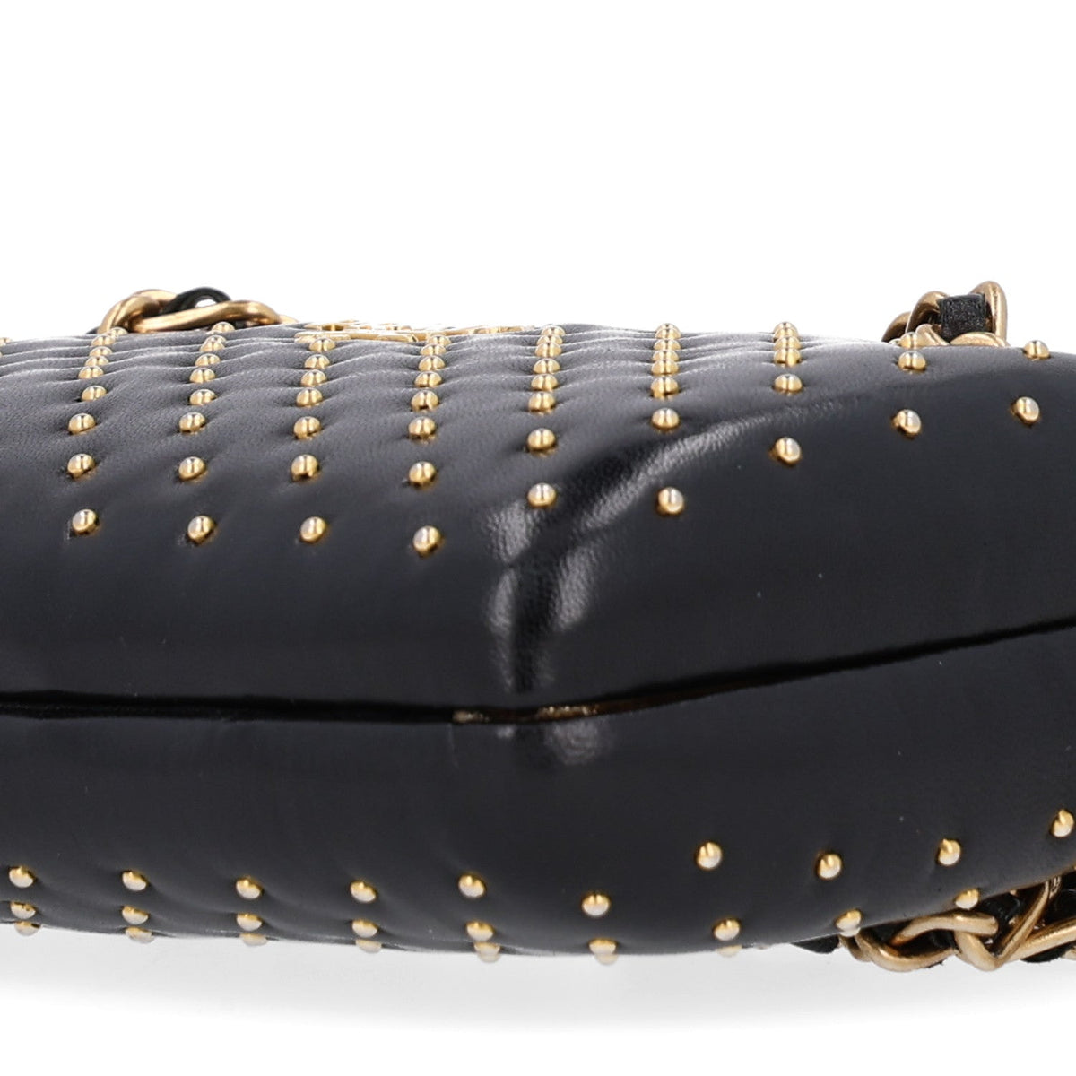 Nappa Studded Chain Clutch Black