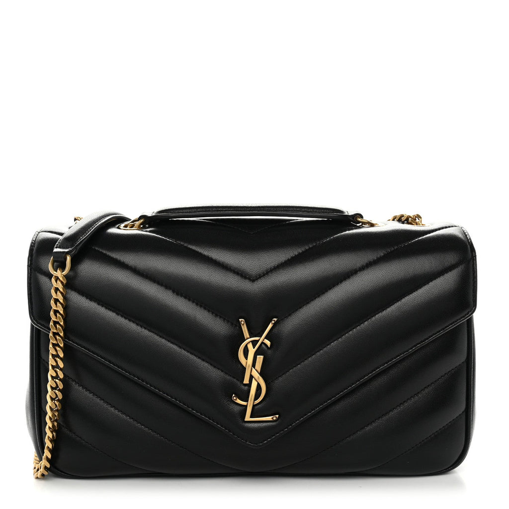 Lambskin Chevron Quilted Medium Loulou Black