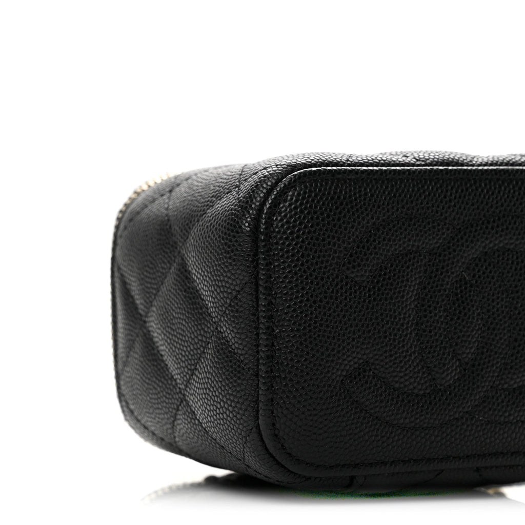 Caviar Quilted Mini Vanity Case With Chain Black