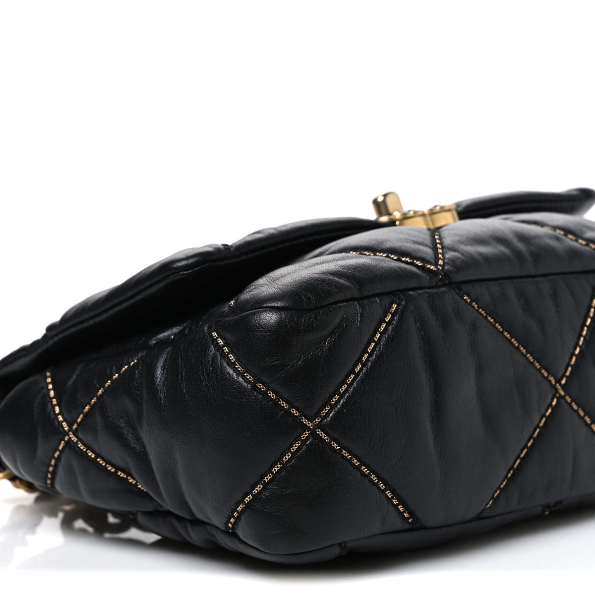 Lambskin Chain Quilted Medium Chanel 19 Flap Black