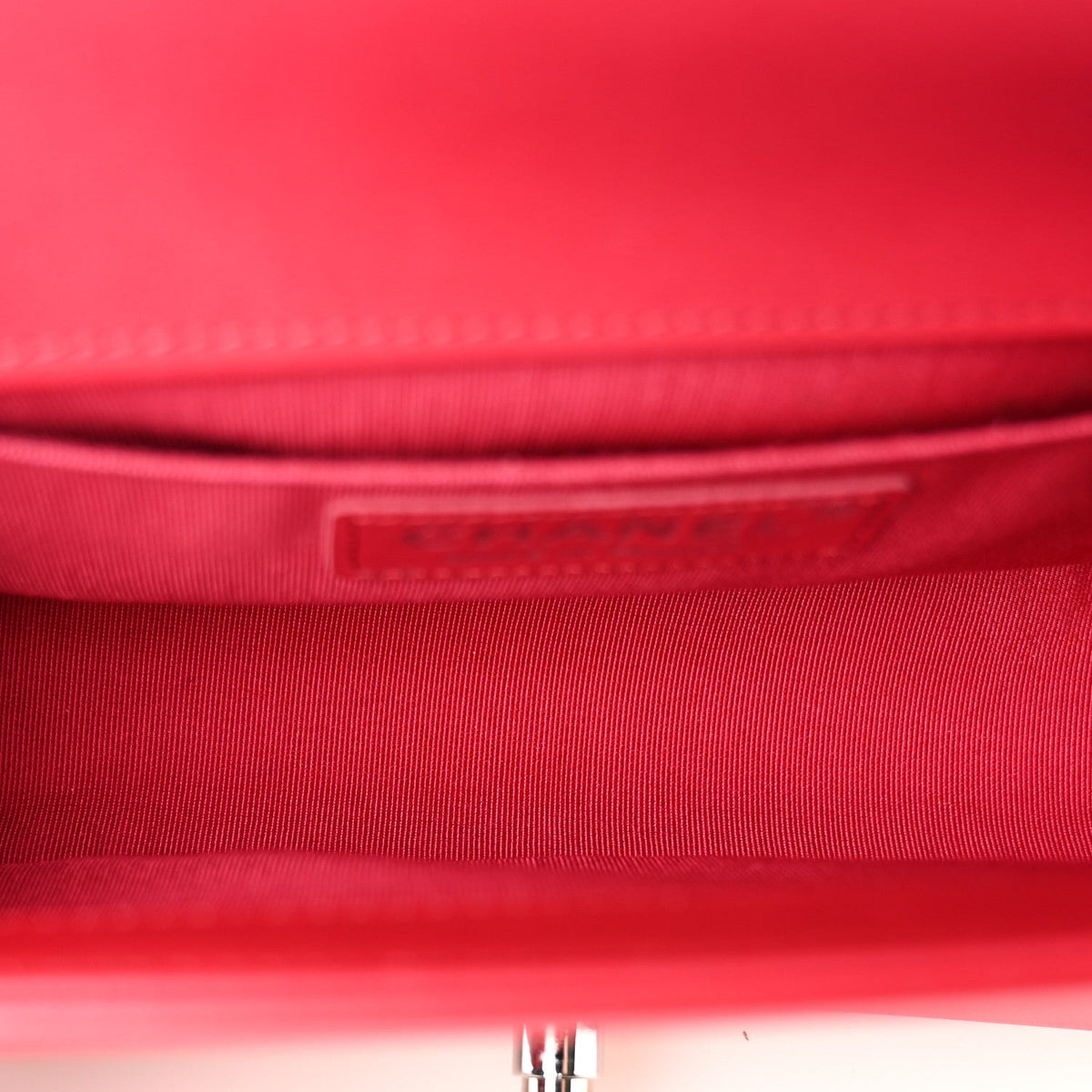 Calfskin Quilted Small Boy Flap  Dark Pink