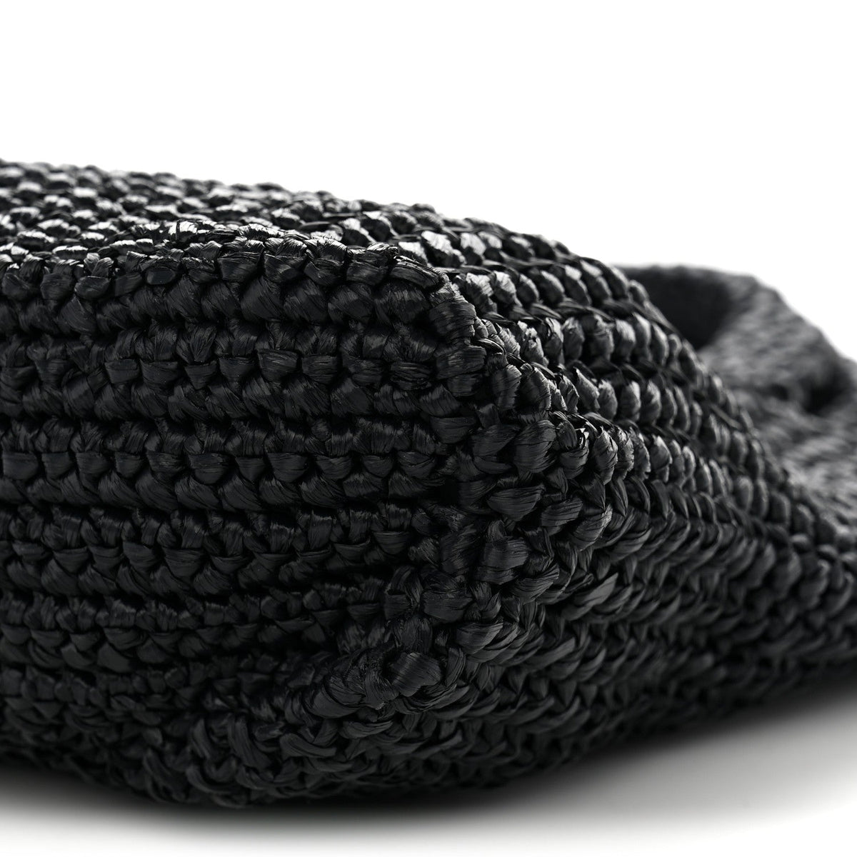 Yarn Raffia Effect Crochet Small Logo Tote Black