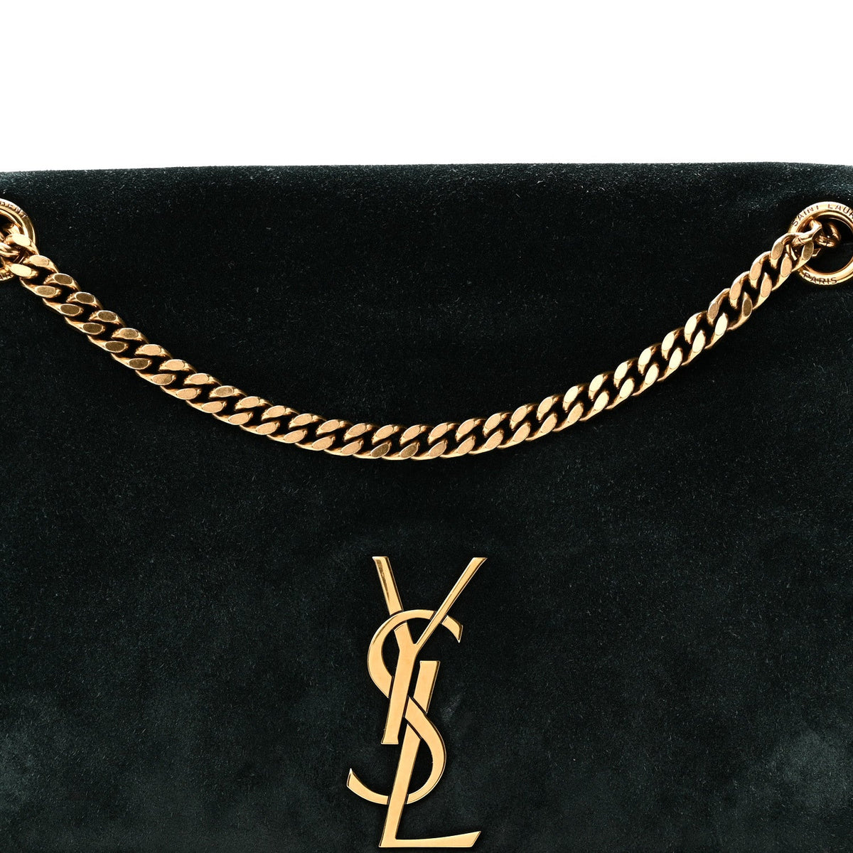Smooth Calfskin Suede Medium Reversible Monogram Kate Satchel Black