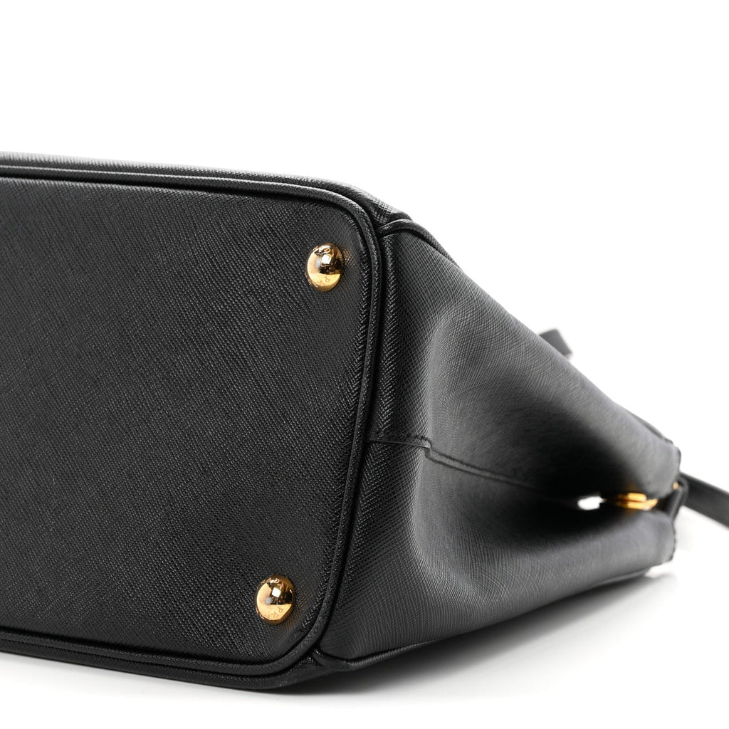 Saffiano Small Galleria Double Zip Tote Black