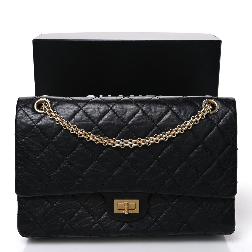 Aged Calfskin Quilted 50th Anniversary 2.55 Reissue 226 Flap Black