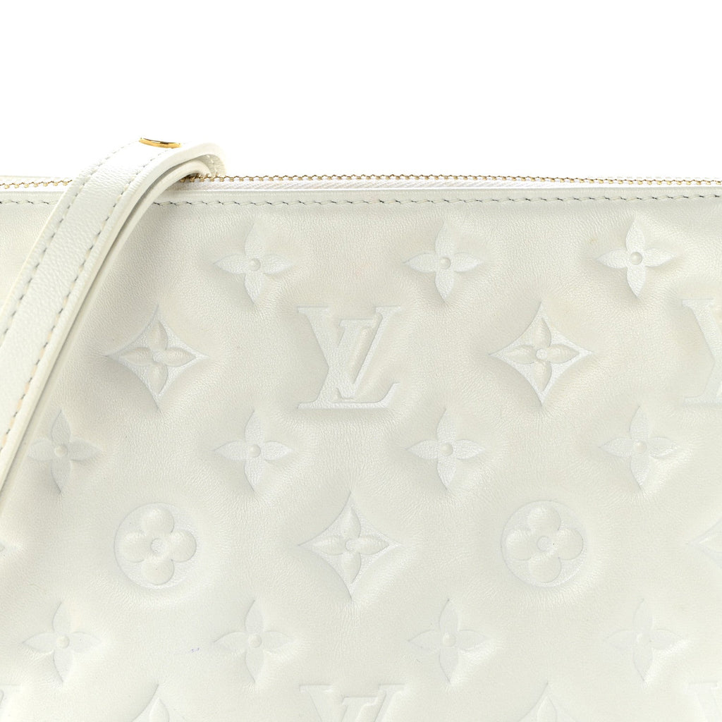 Lambskin Embossed Monogram Coussin BB White