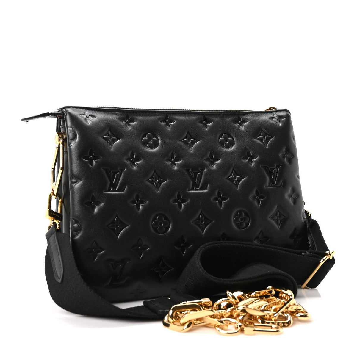 Lambskin Embossed Monogram Coussin PM Black