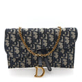 Oblique Saddle Chain Long Wallet Blue