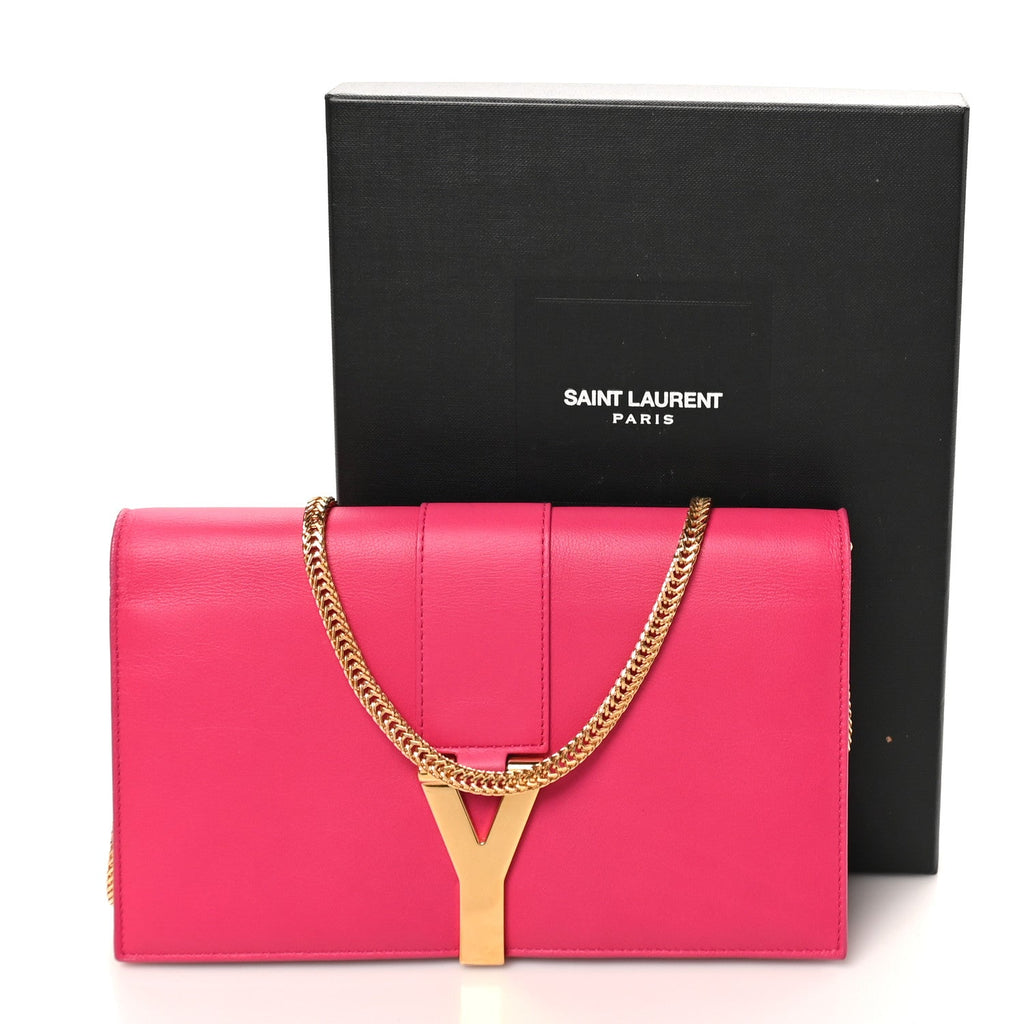 Calfskin Classic Y Ligne Chain Wallet Bubblegum