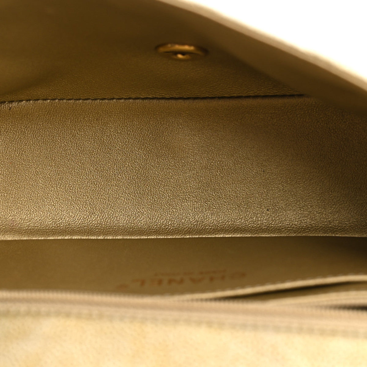 Metallic Caviar Quilted Mini Rectangular Flap Gold