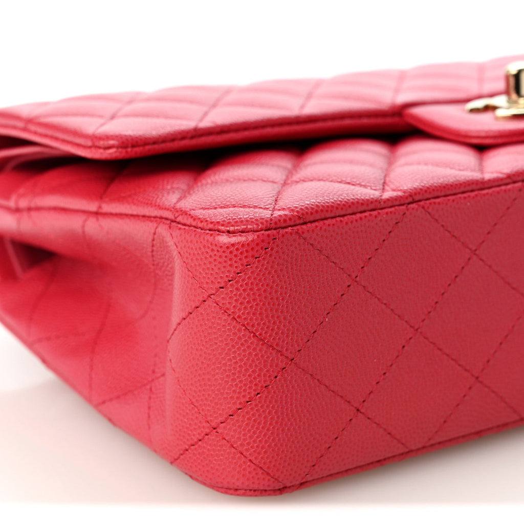 Caviar Quilted Medium Double Flap Dark Pink