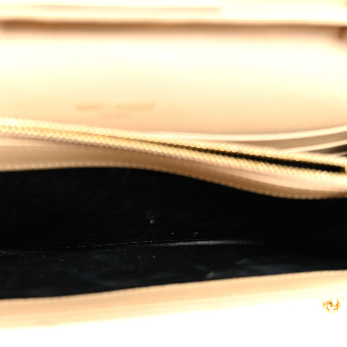 Grain De Poudre Matelasse Chevron Monogram Chain Wallet Dark Beige