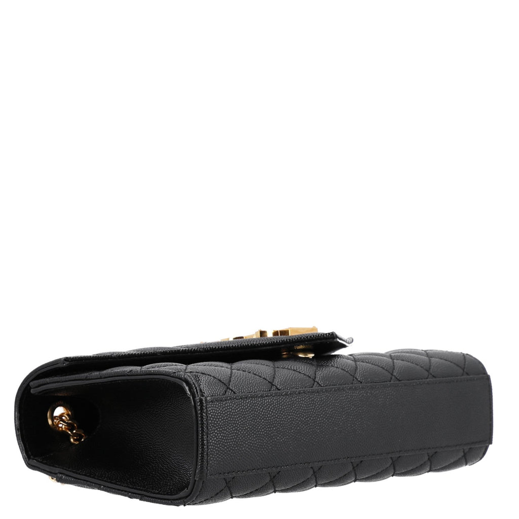 Grain De Poudre Textured Mixed Matelasse Triquilt Small Monogram Satchel Black