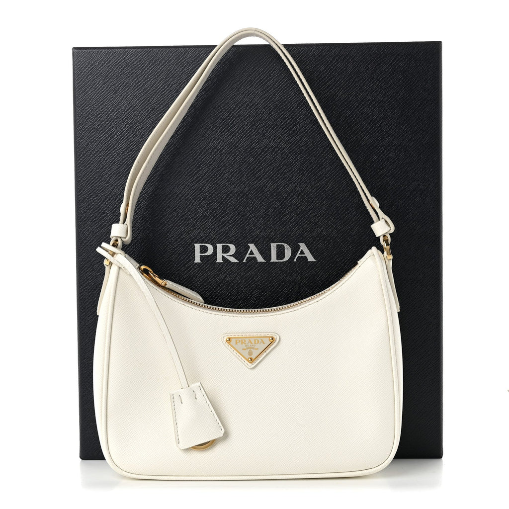 Saffiano Lux Mini Re-Edition Shoulder Bag White