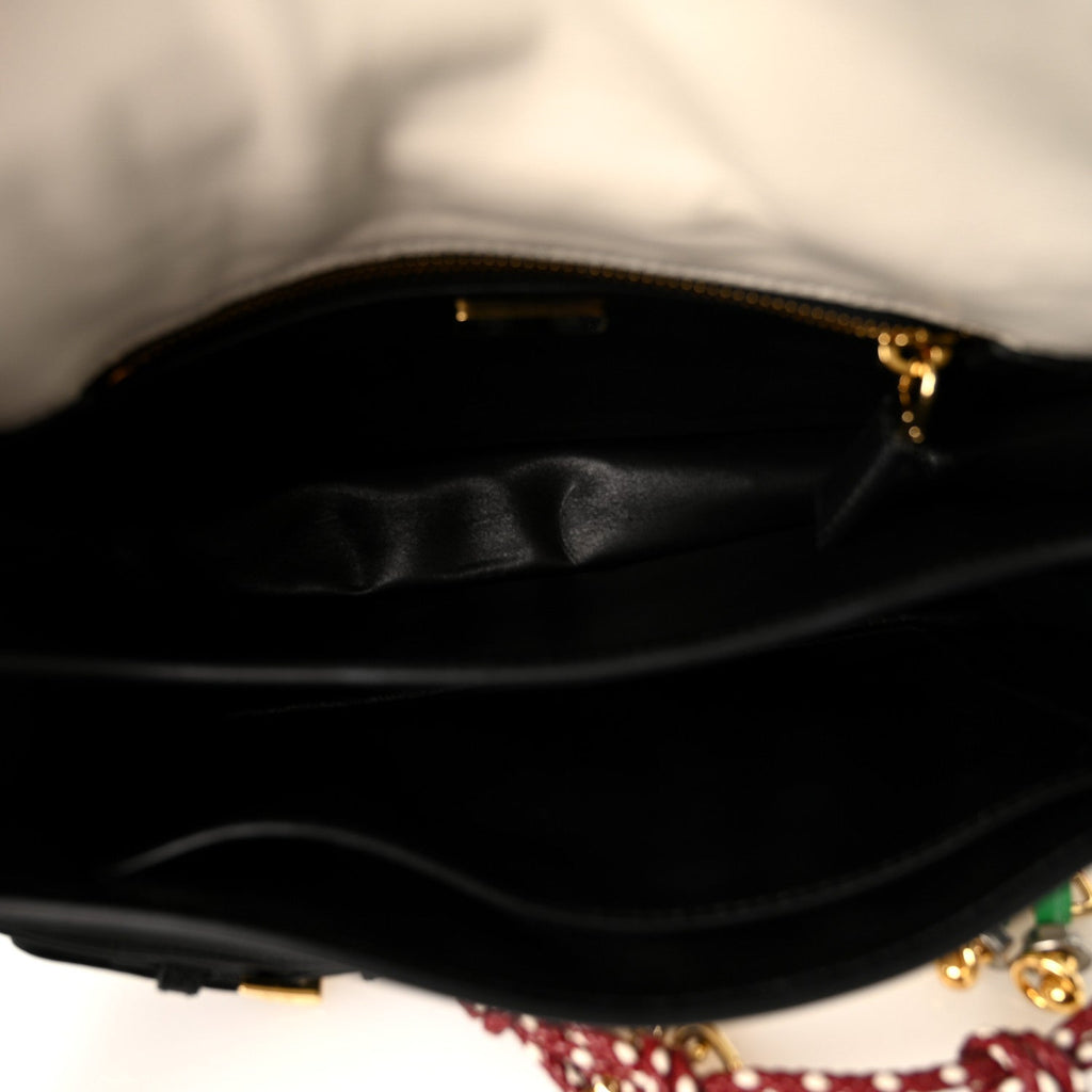 Calfskin Soft Sound Charms Shoulder Bag White