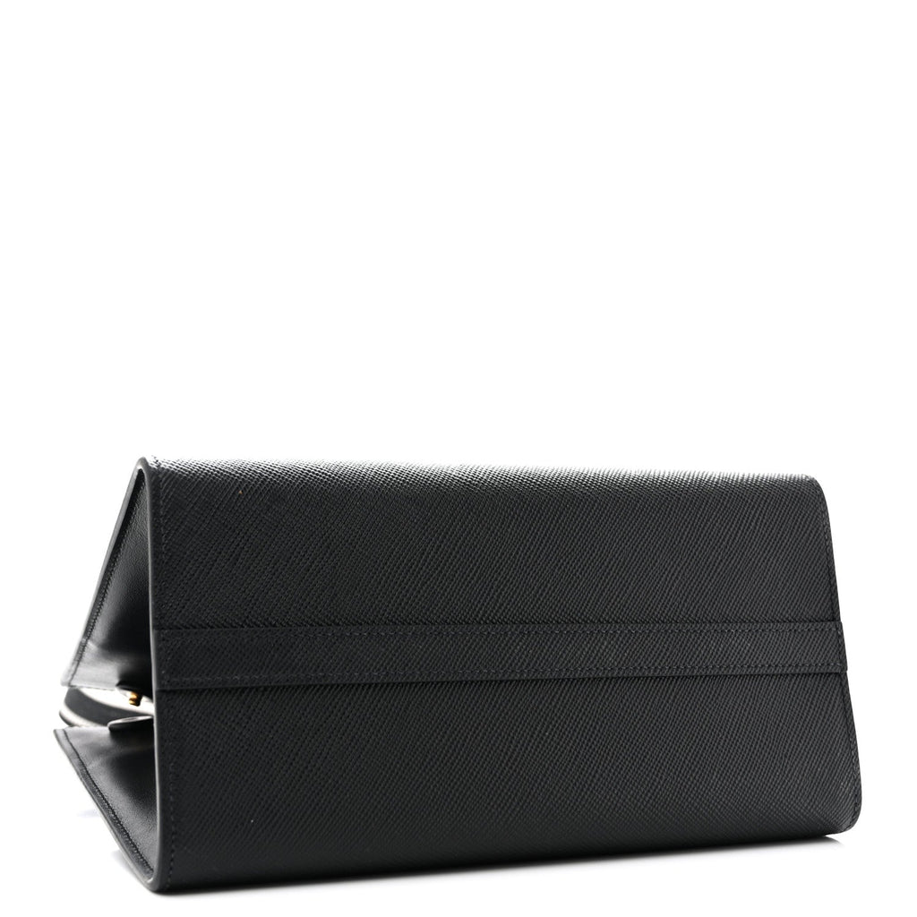 Saffiano Cuir Calfskin Small Monochrome Top Handle Tote Black