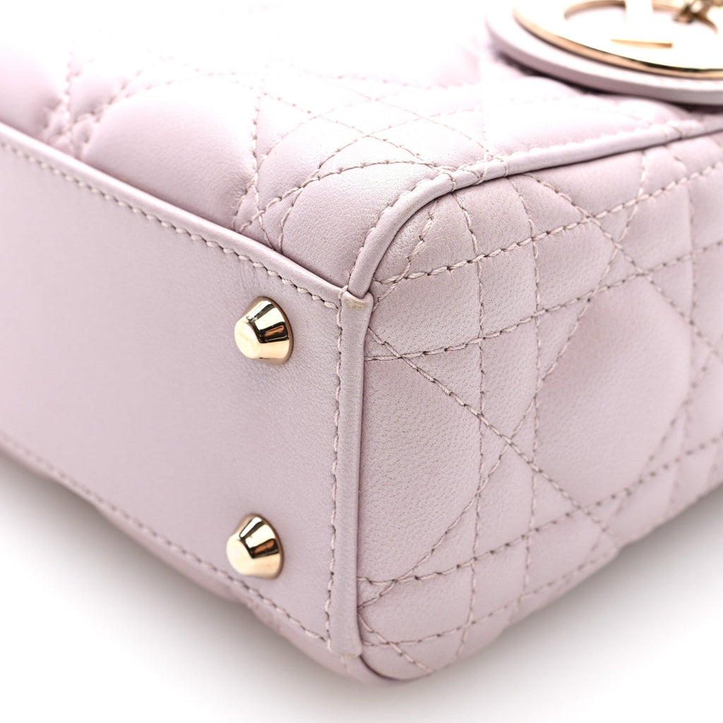 Lambskin Cannage Mini Lady Dior Powder Pink
