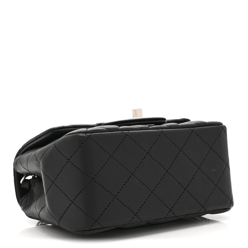 Lambskin Quilted Mini Square Flap Black