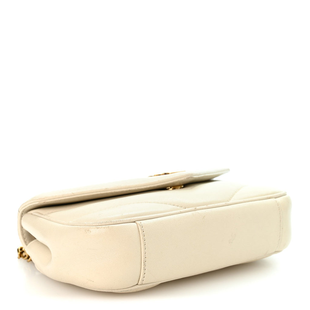 Lambskin Chevron Quilted Mini LouLou  Crema Soft