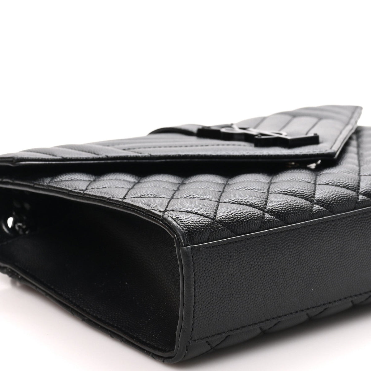 Grain De Poudre Textured Mixed Matelasse Triquilt Medium Monogram Monochrome Satchel Black