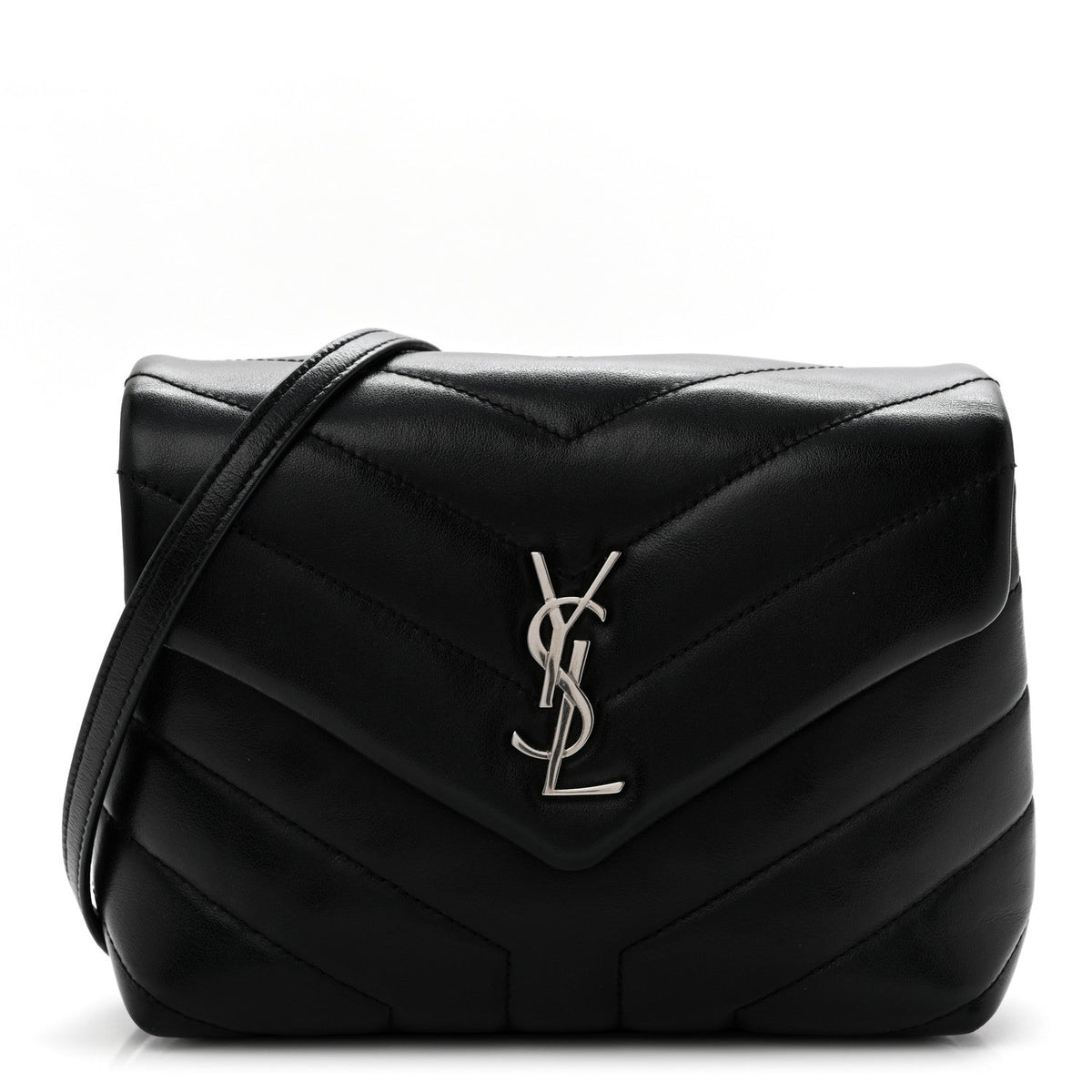 Calfskin Y Quilted Monogram Toy Loulou Crossbody Bag Black