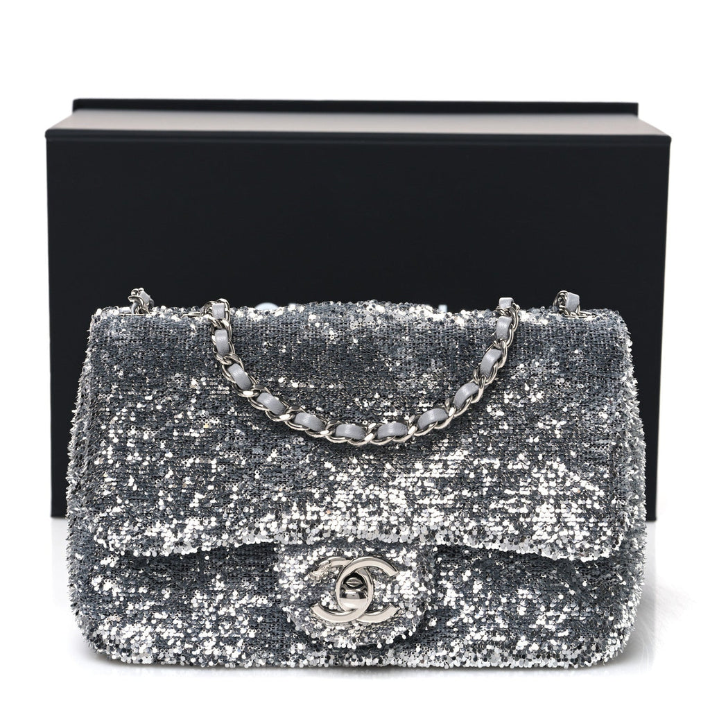 Sequin Mini Rectangular Flap Silver