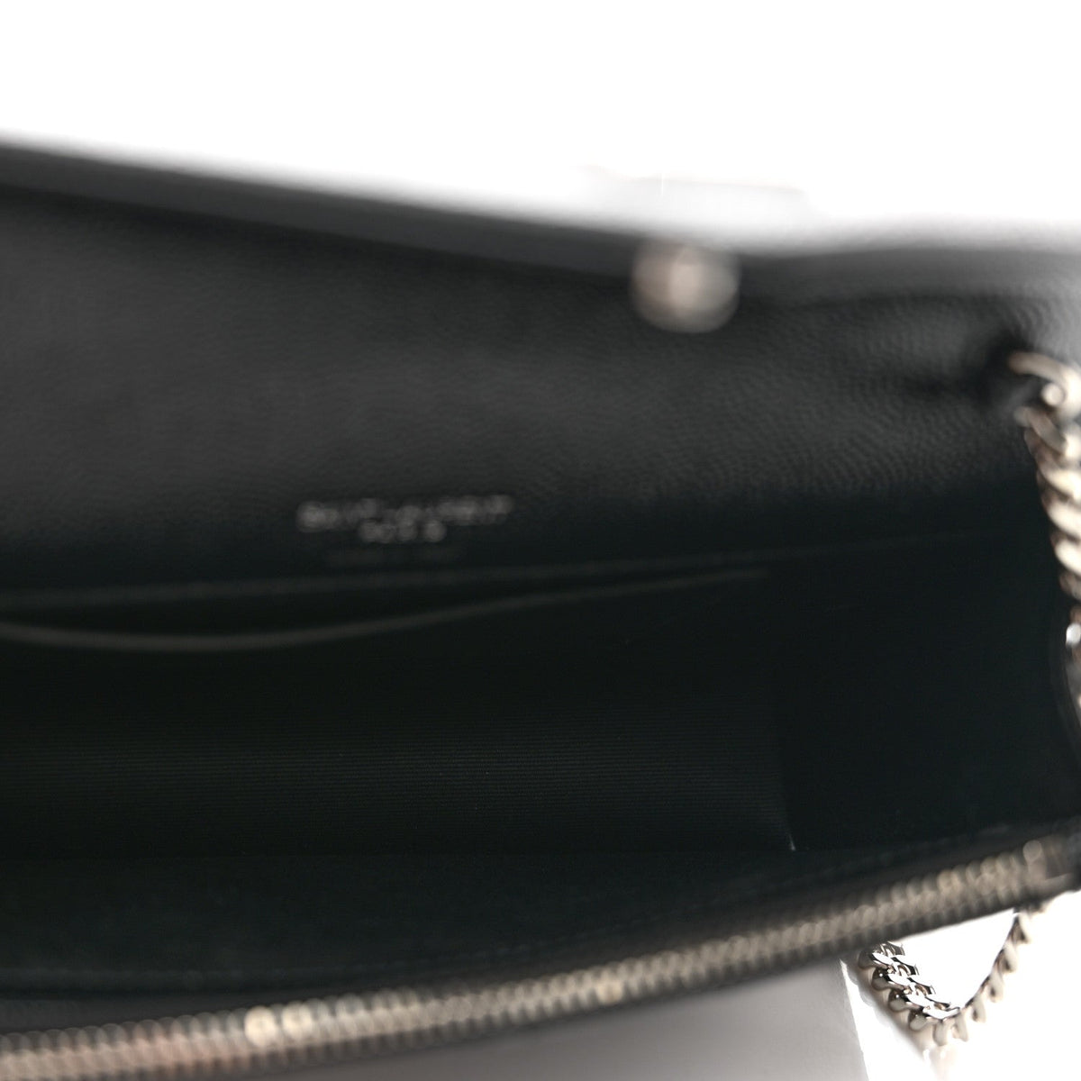 Grain De Poudre Matelasse Chevron Monogram Envelope Chain Wallet Black