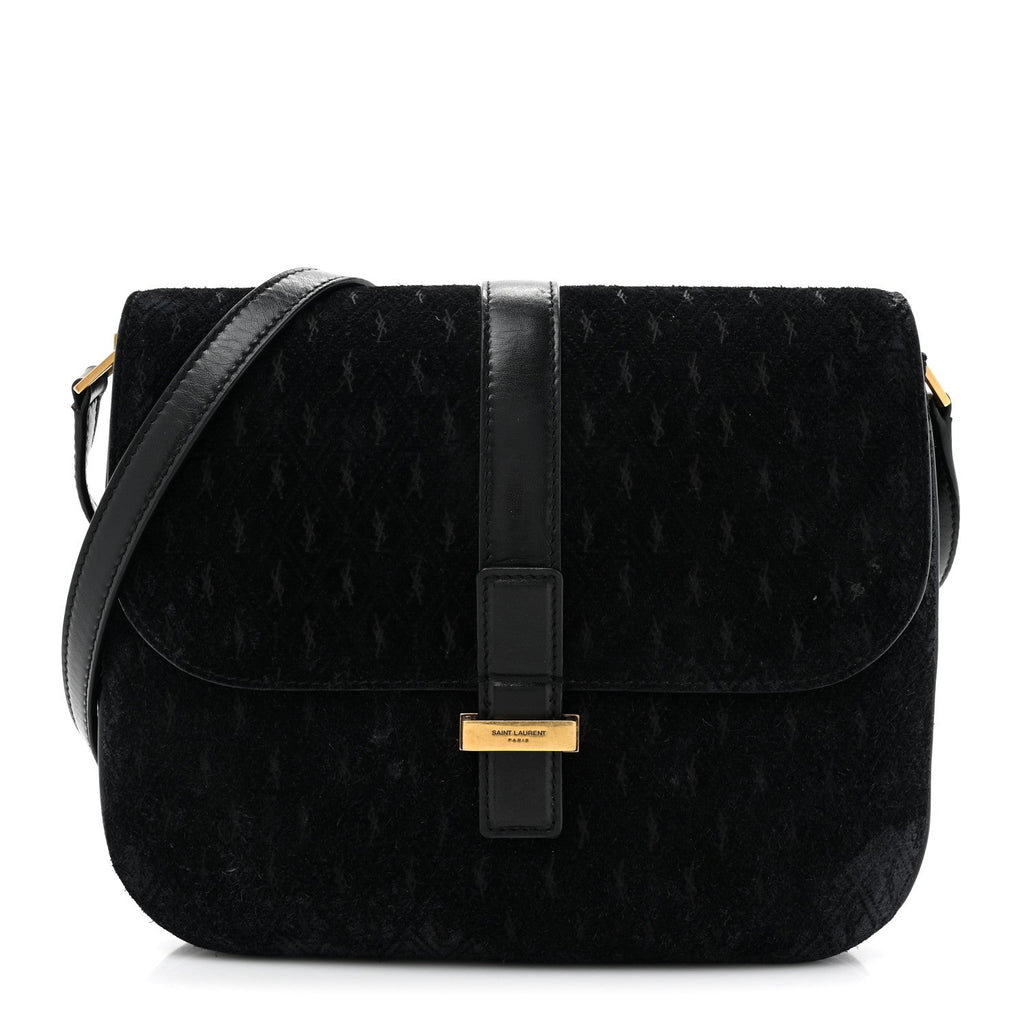 Suede All-Over Monogram Small Le Monogramme Satchel Black