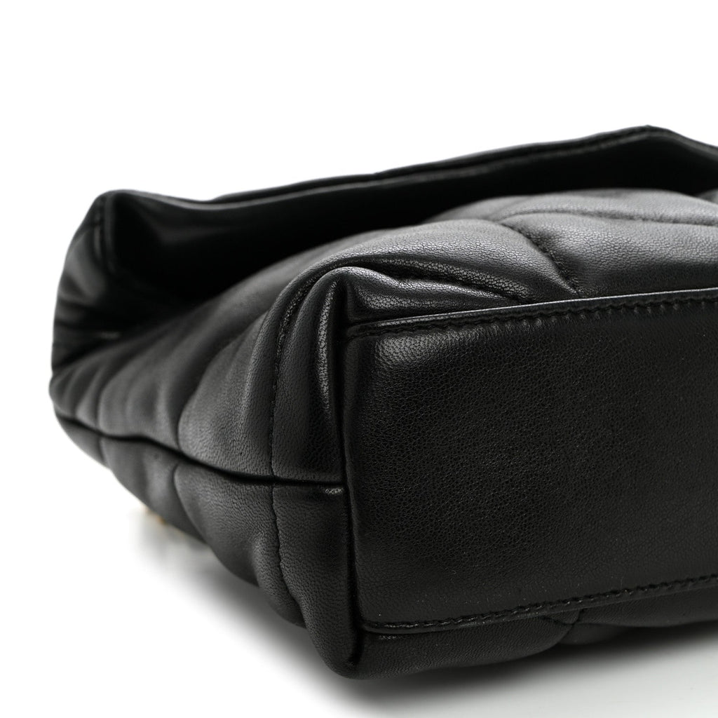 Lambskin Quilted Toy Loulou Puffer Monogram Chain Satchel Black