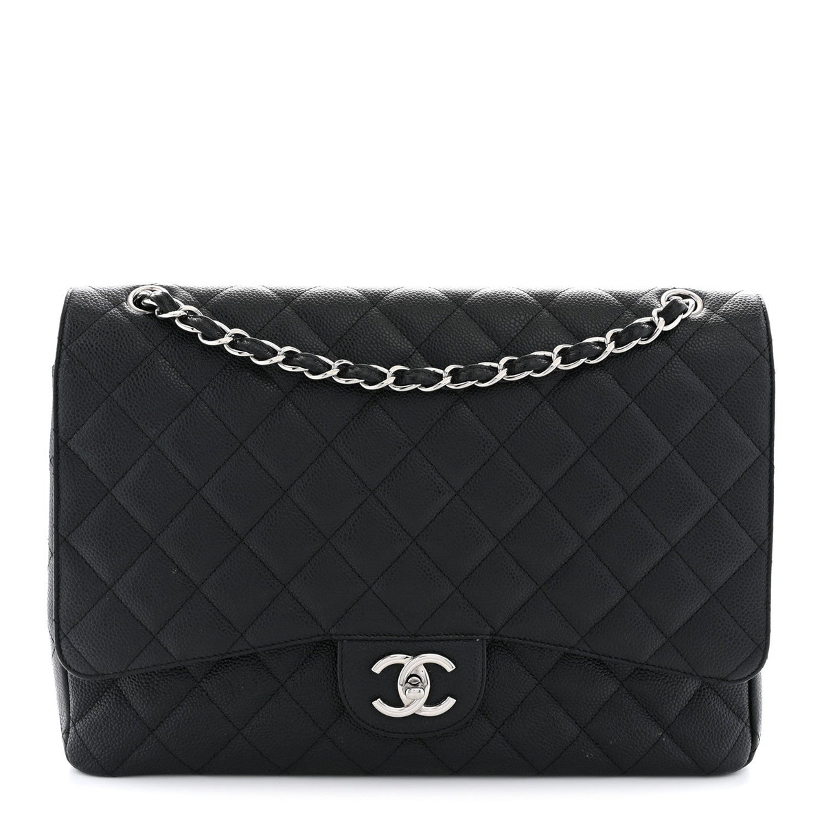 Caviar Quilted Maxi Double Flap Black
