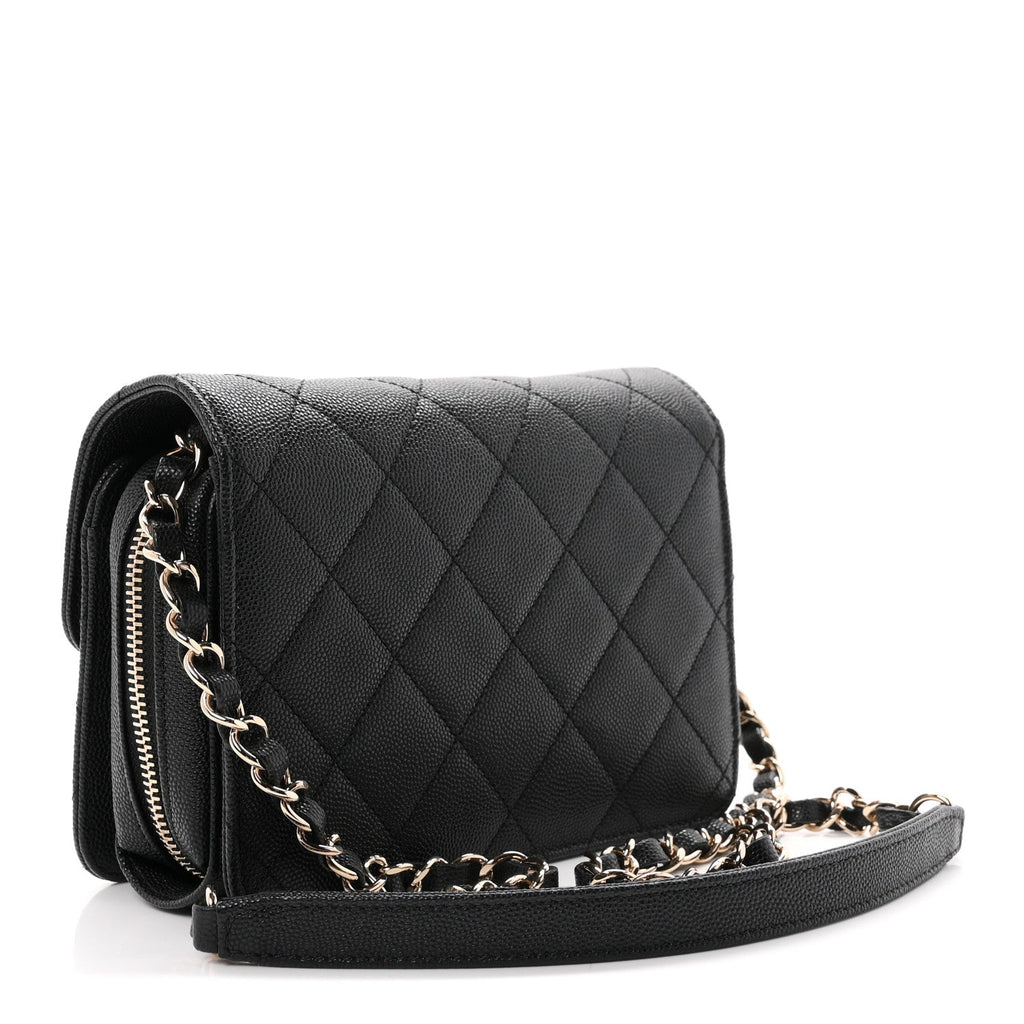 Caviar Quilted Like A Wallet Flap Black