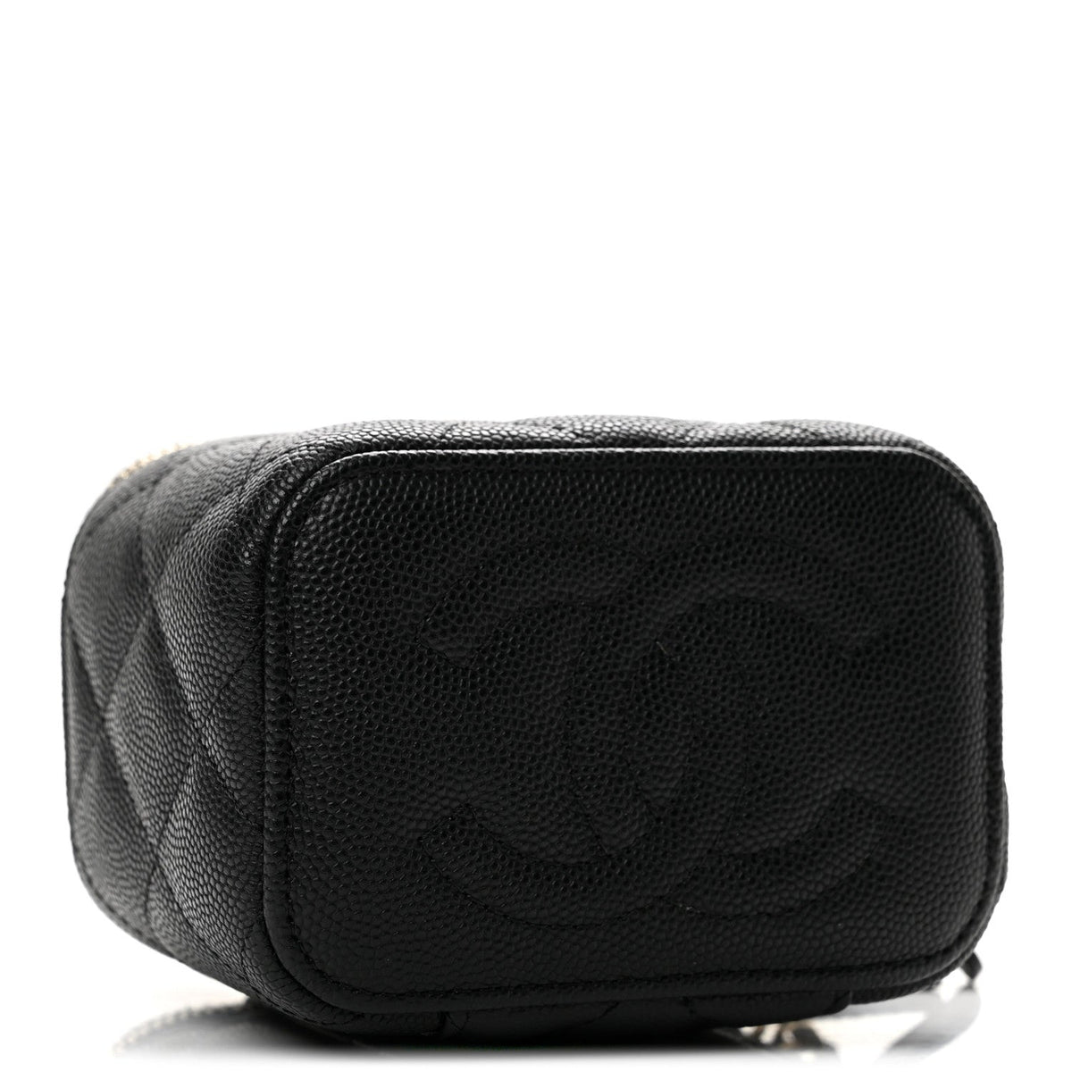 Caviar Quilted Mini Vanity Case With Chain Black