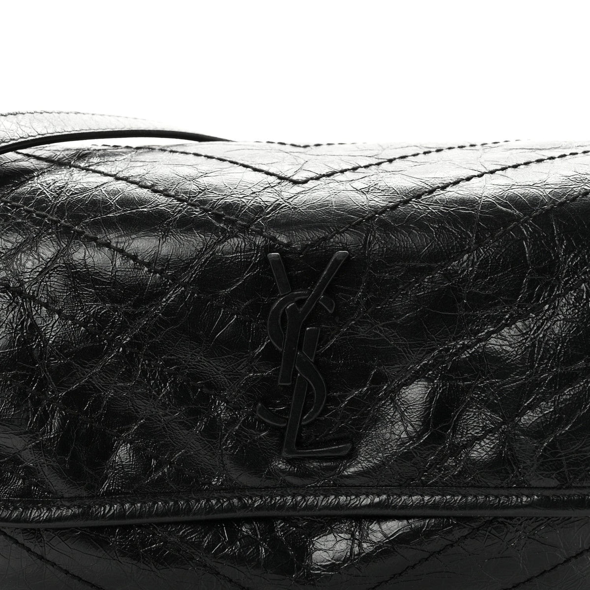 Crinkled Calfskin Matelasse Monogram Niki Body Bag Black