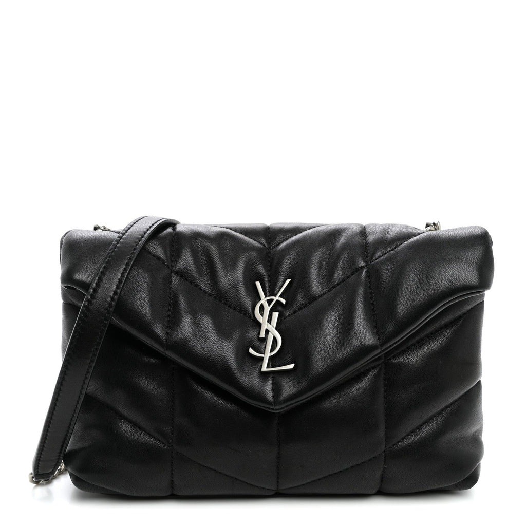 Lambskin Quilted Toy Loulou Puffer Monogram Chain Satchel Black