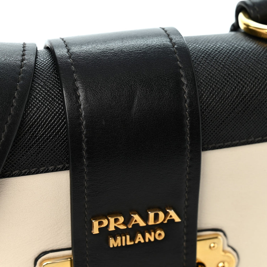 City Calf Saffiano Cahier Bag Talco Black