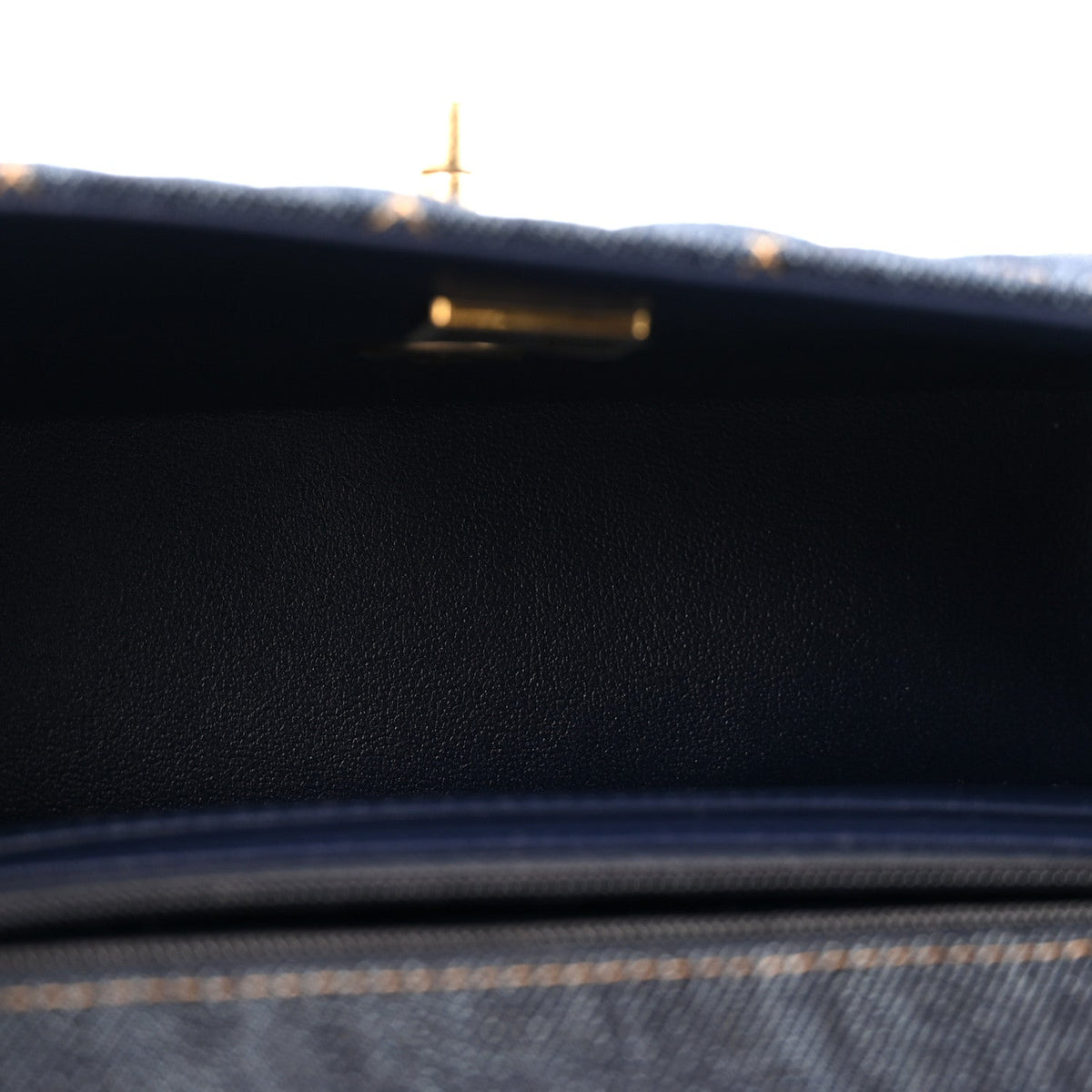 Denim Quilted Mini Rectangular Flap Dark Blue