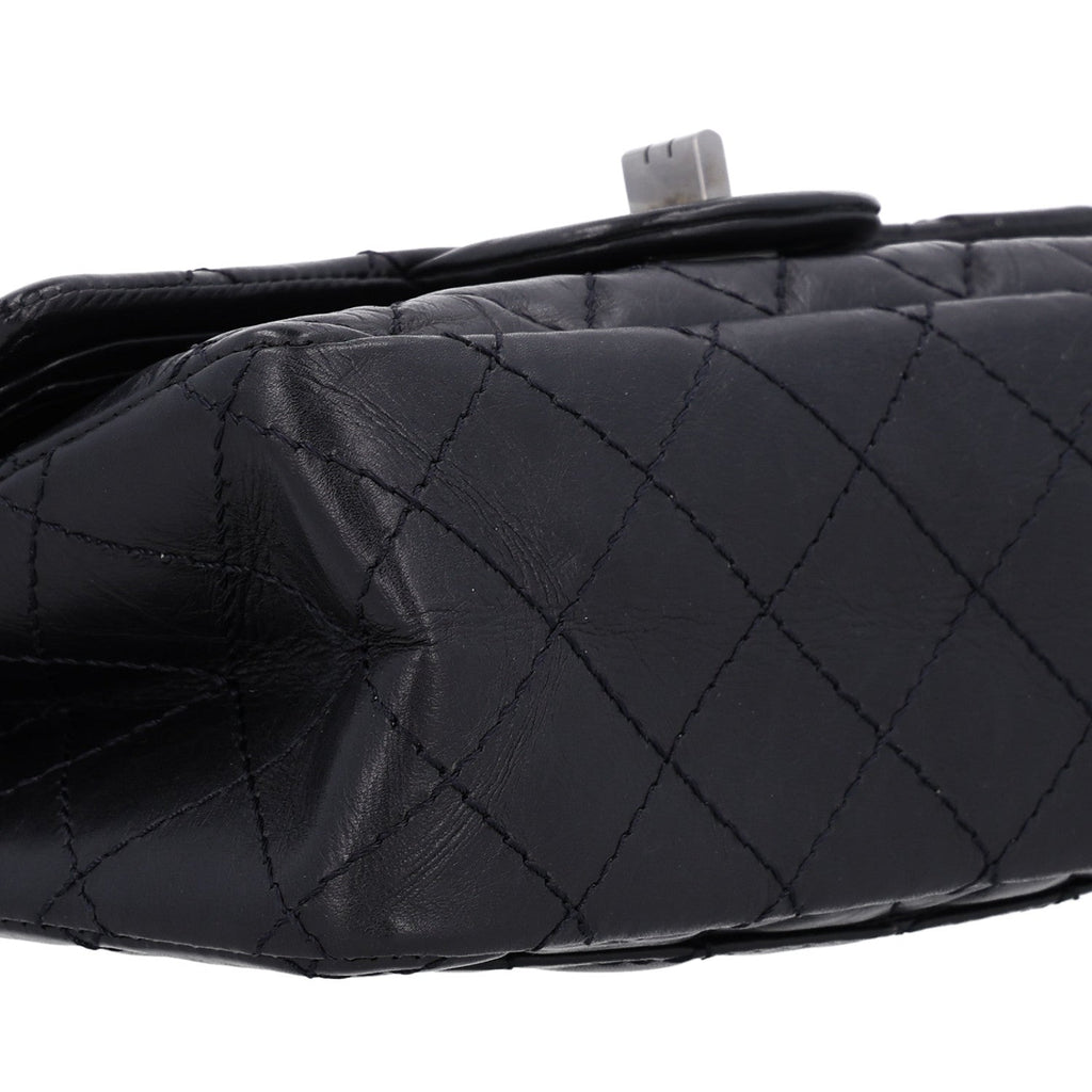 Aged Calfskin Quilted 2.55 Reissue Mini Flap Black