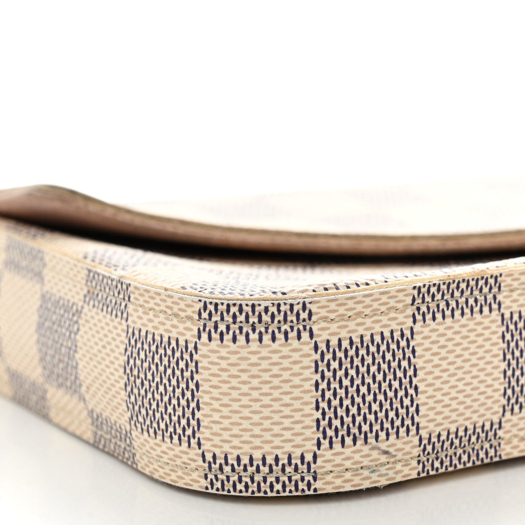 Damier Azur Pochette Felicie Chain Wallet Rose Ballerine